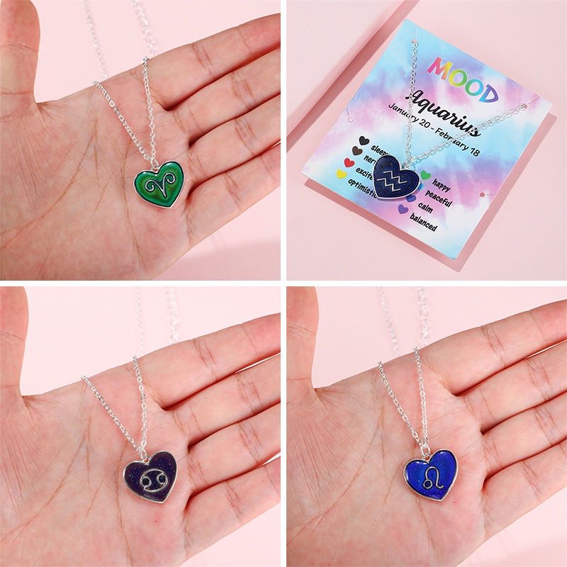 Kalung Liontin 12 Rasi Bintang Warna silver Untuk Pria Dan Wanita