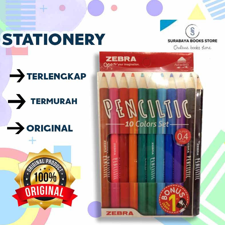 

BALLPOINT FINE 0.4 ZEBRA PENCILTIC SET (ISI 10 COLORS)