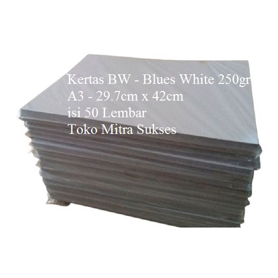 

Kertas BW - Blues White 250gsm A3 - 29.7cm x 42cm isi 50 Lembar