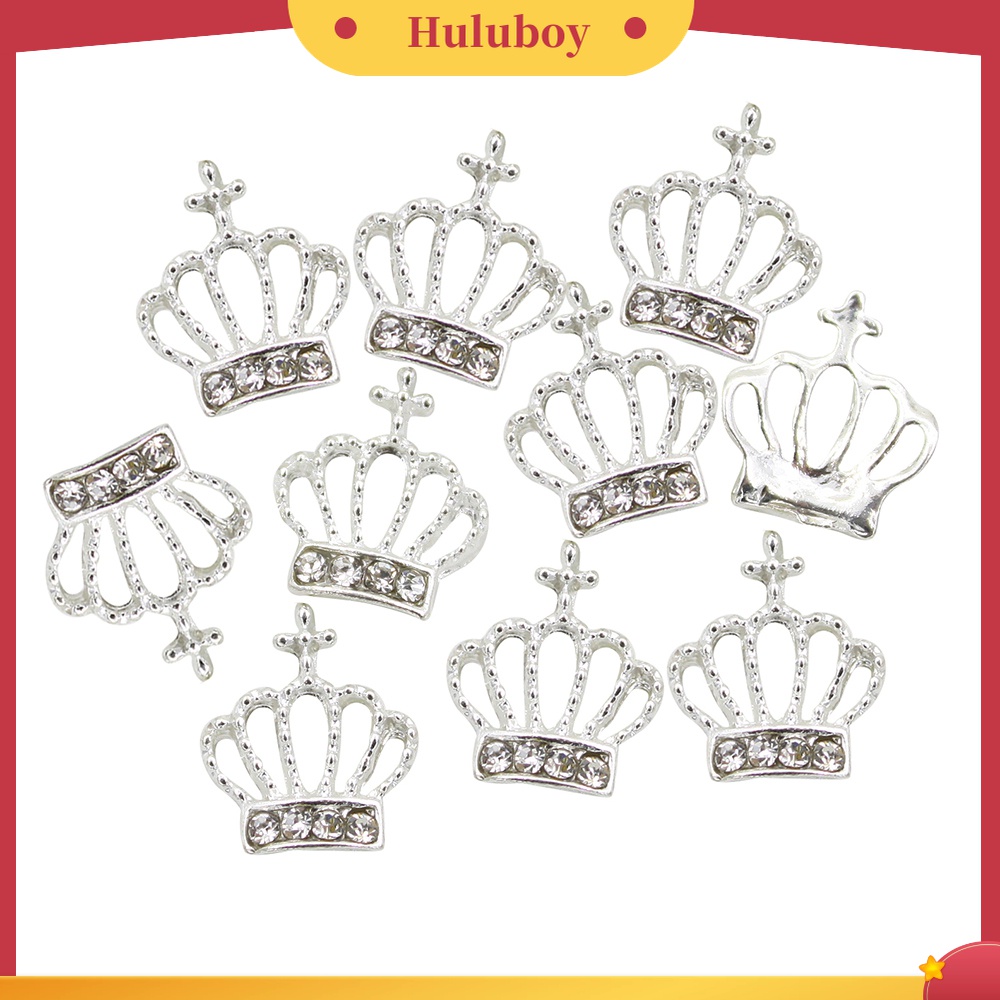 Huluboy Huluboy♡ Manik-manik Bentuk Mahkota 3D Bahan Alloy Untuk Dekorasi Nail Art