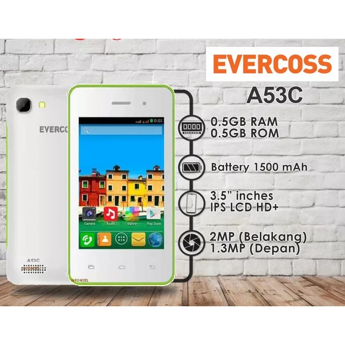 Preloved Hp Evercoss A53c Murah Bagus Warna Putih Hijau Shopee Indonesia
