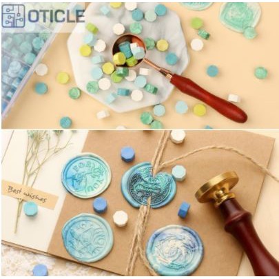 OTICLE Set Octagon Sealing Wax Beads - Set 1Box Wax+Spoon+Candle