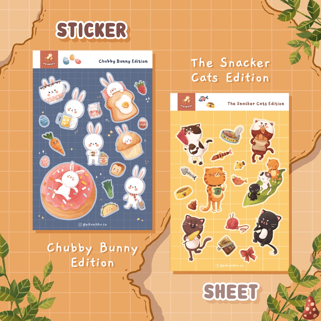 

Chubby Bunny/The Snacker Cats Sticker Sheet