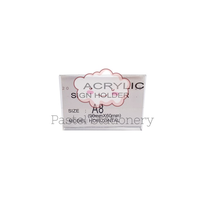

Stand Acrylic A8 Landscape Display Papan Nama - Akrilik Tent Sign Holder Card