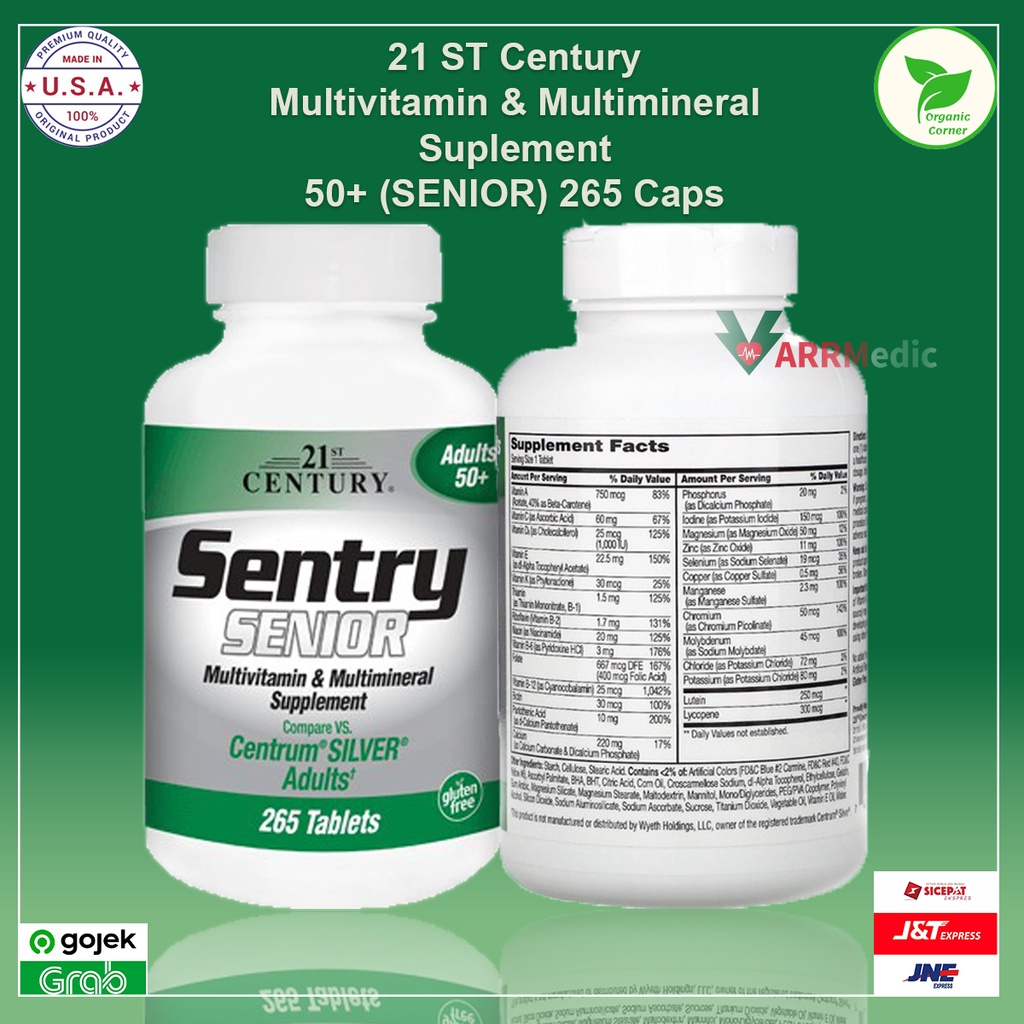 21st Century, Sentry Senior, Suplemen Multivitamin & Multimineral, Dewasa 50+, 265 Tablet 21st Centu