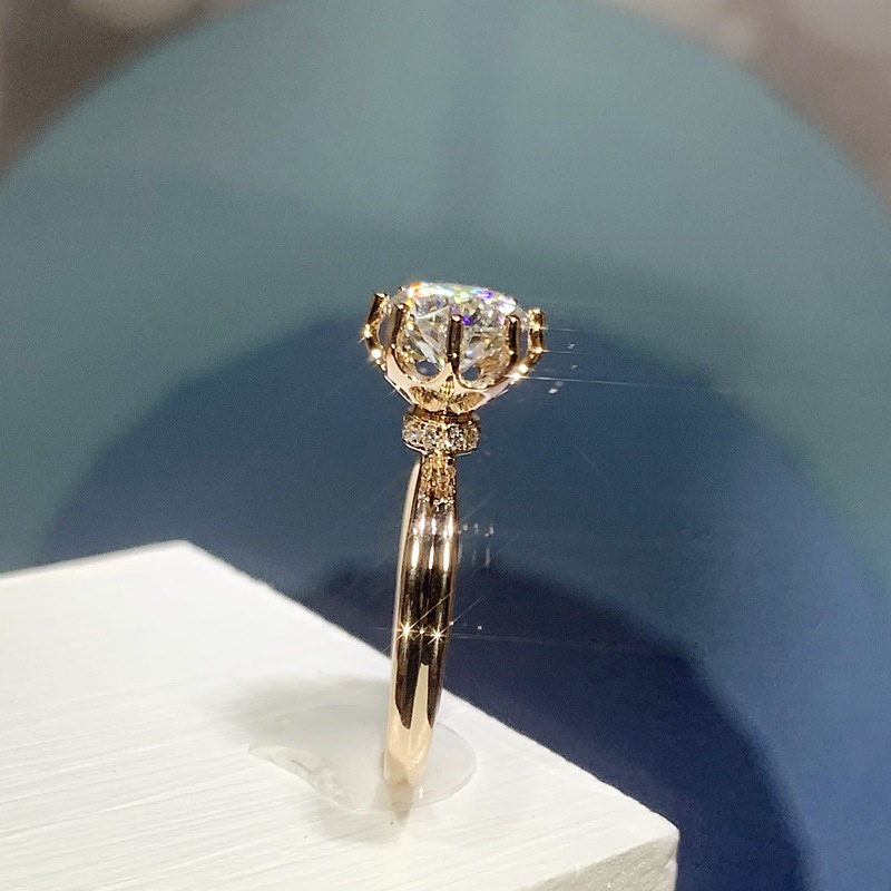 Cincin Model Terbuka Desain Mahkota Hias Berlian Untuk Wanita