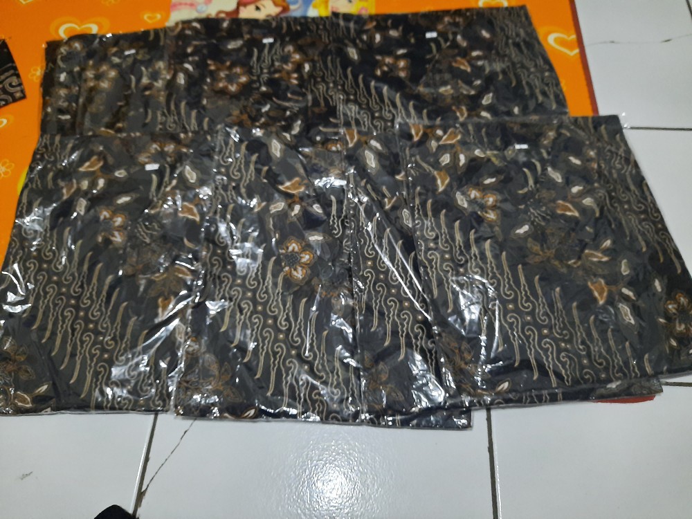 Kemeja Batik Pria Lengan Panjang Size M L Xl Xxl  Bswart Batik Hrb026 Kenongo Hem Panjang Padi