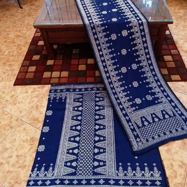 Songket Palembang navy silver