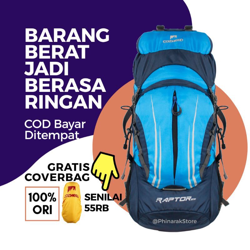 Tas Carrier Cozmeed 40L Baby Raptor Toba Keril Traveling Cowok Cewek Cowo Cewe Pria Wanita