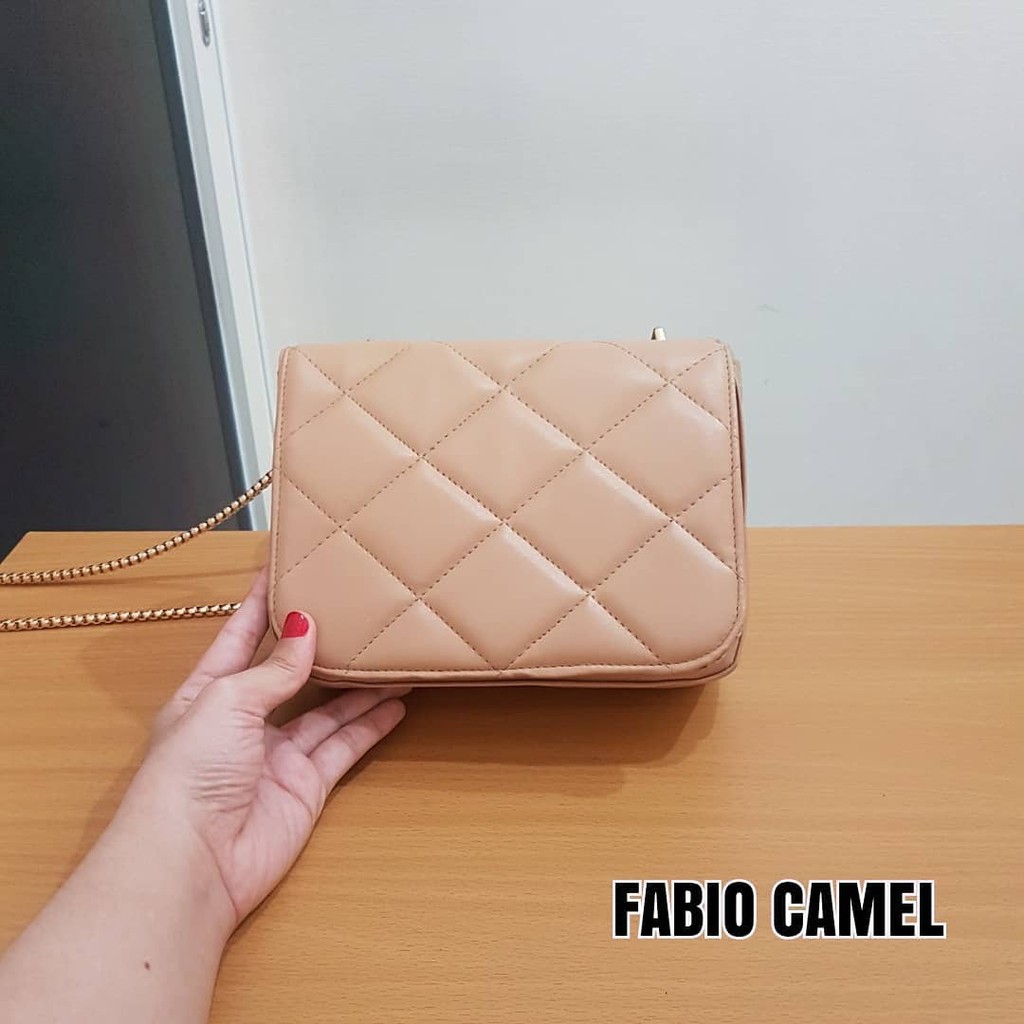 SLING BAG FABIO TAS CEWEK KULIT SINTETIC EMBOSS TALI RANTAI TEBAL PREMIUM POLOS SIMPLE CANTIK MURAH