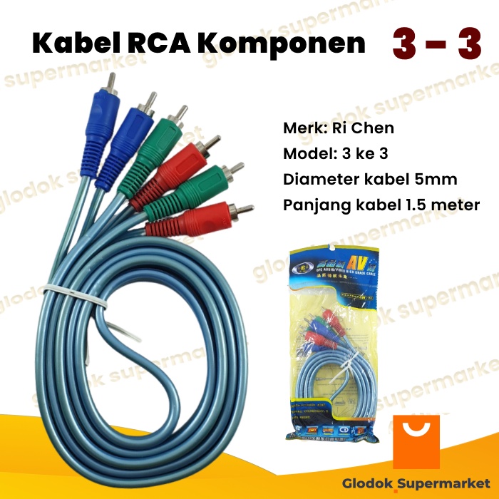 Kabel RCA Hi Quality 3 ke 3 AV Audio Video Jek Male 1.5 meter