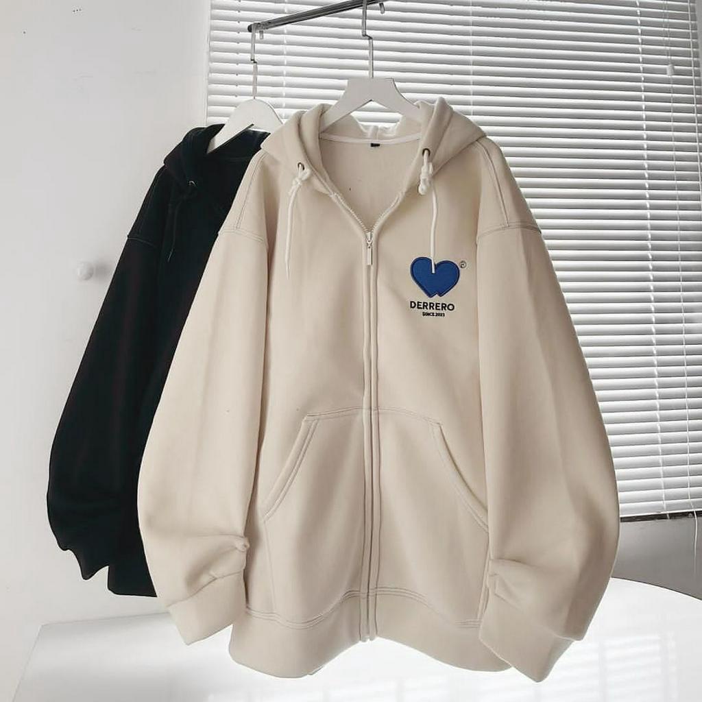 DERRERO LOVE HOODIE ZIPPER WANITA OVERSIZE - JAKET HOODIE WANITA OVERSIZE WANITA