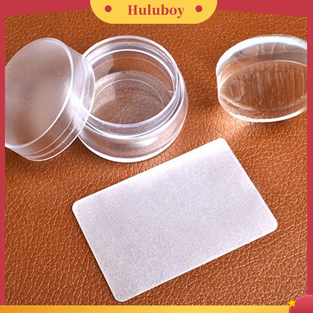 Huluboy Huluboy♡ Stempel Silikon Bening + Scraper Untuk Transfer Manicure DIY