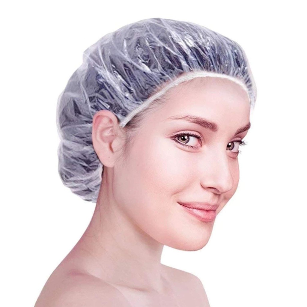(COD) PENUTUP KEPALA MANDI SHOWER CAP// PLASTIK PELINDUNG MAKAN