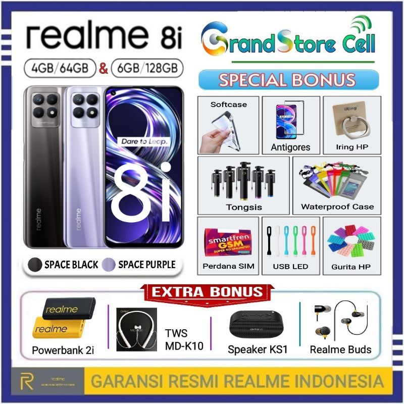 REALME 8i RAM 6/128 GB | REALME 8 i RAM 4/64 GB GARANSI RESMI REALME INDONESIA