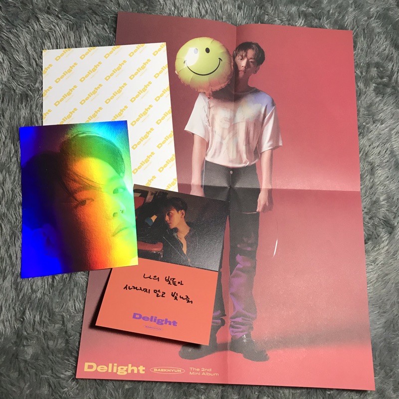 BAEKHYUN DELIGHT FOLDED POSTER, POSTCARD HOLOGRAM, THANKS TO