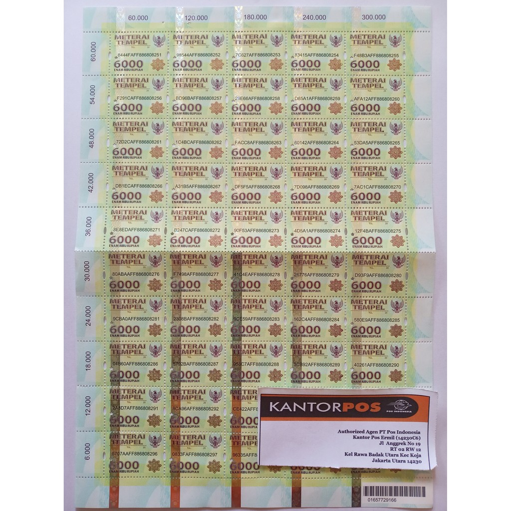 Meterai Atau Materai Rp 6000 50 Pcs Keping Shopee Indonesia