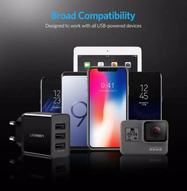 Ugreen Charger 3 ports 5v 3.1 A Travel Charger Ugreen 3.1A Original