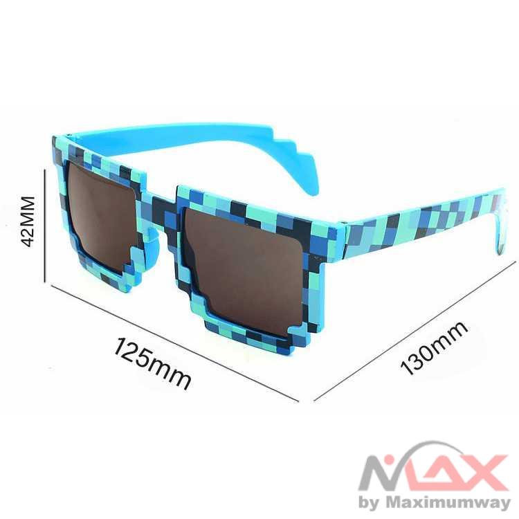 Kacamata Model Pixel UV400 untuk anak Thug Life Mosaic Glasses Sunglasses cewek cowok 8 Bit Coding Pixel Trendy Cool Super Party Funny Vintage Shades Eyewear Fashion Sunglasses Adults Kids Cos play Action Game Toy Square Glasses