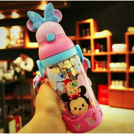 BOTOL MINUM ORIGINAL DISNEY TSUM BPA FREE 530ml dengan sedotan-N4265