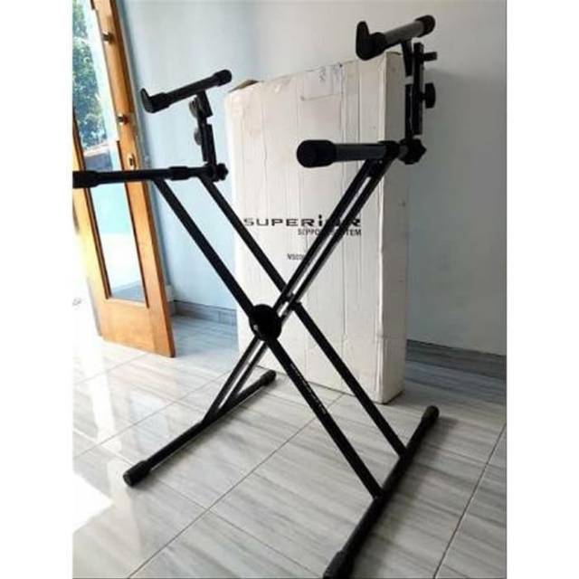STAND KEYBOARD DF 036 DOUBLE SUSUN STANDING KEYBOARD DOUBLE 2 SILANG TINGKAT DF036