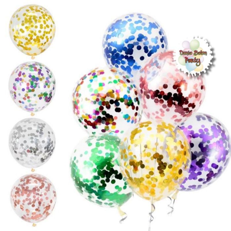 Balon Latex Transparant Isi Confetti / Balon Latex Bening Isi Confetti Ecer