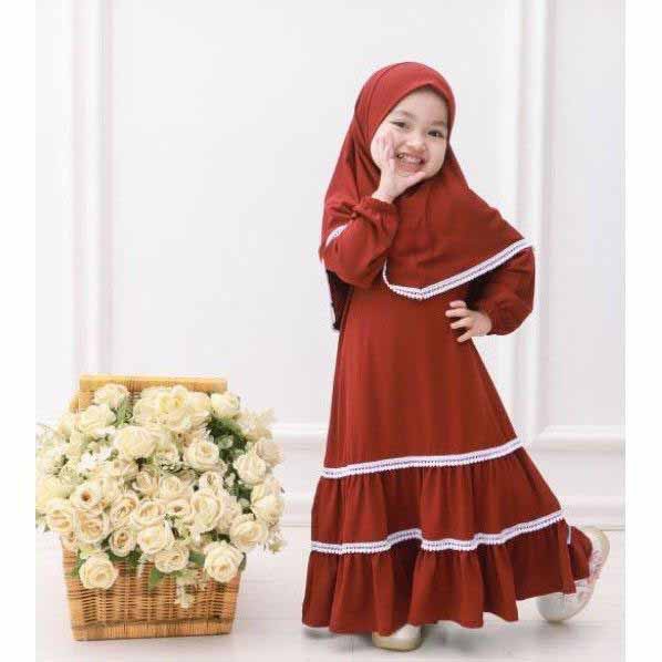 HOPYLOVY - Gamis Anak Syar'i + Hijab Usia 4 - 6 tahun Safa