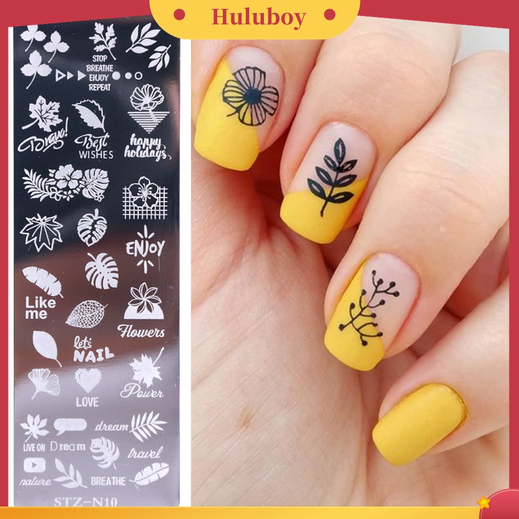 Huluboy Huluboy♡ Plat Stempel Transfer Gambar Bunga Butterfly Untuk Manicure