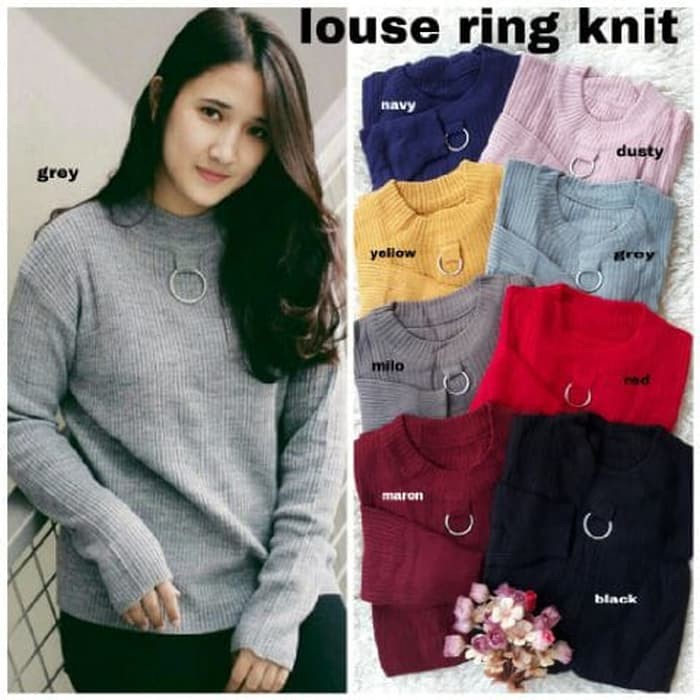 Jastip Hnm - Sweater Cewek - Sweater Hoodie - Hooded Top H&M -  6860LS [Louse Ring Knit Ro] Wanita