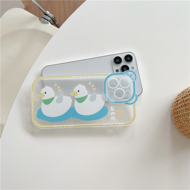 Soft Case Silikon TPU Motif Bebek Putih Untuk iPhone 13 12 11 Pro Max X Xr Xs Max SE 2020 8 7 6 6s Plus