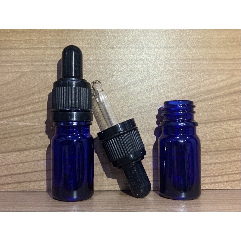 BOTOL PIPET KACA AMBER - 5ML -  BIRU - RING SEGEL