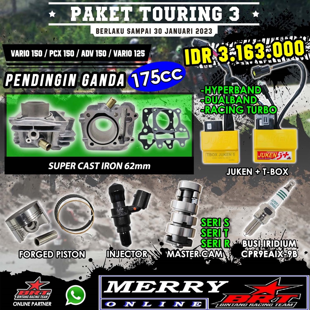 Paket Touring 3 BRT Double Cooler Paket Bore Up 175cc Vario 125 150 PCX ADV - Blok Gen 3