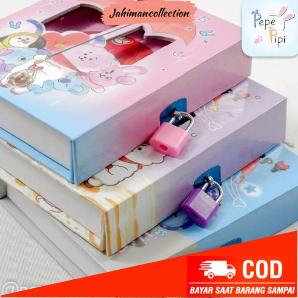 ✨ BISA COD ✨ BARU BUKU DIARY BTS / BT21 BESAR NOTE BOOK DENGAN KUNCI GEMBOK TEBAL