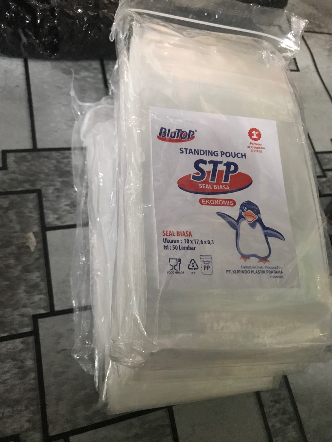 Plastik Pp Klip Standing Pouch Singel Seal/seal Kecil/seal Biasa Ukuran 10 Cm X 17 Cm