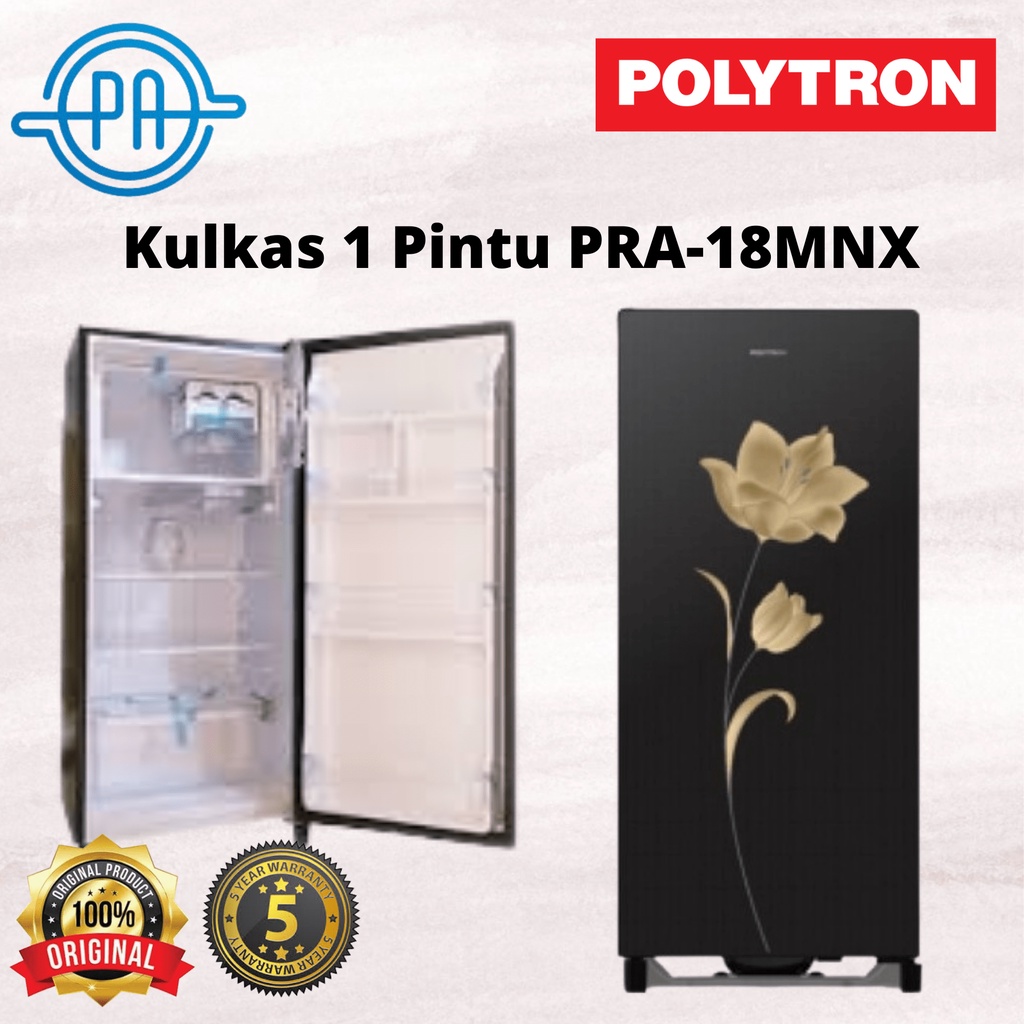 KULKAS 1 PINTU POLYTRON HITAM PRA-18MNX / PRA 18MNX GARANSI