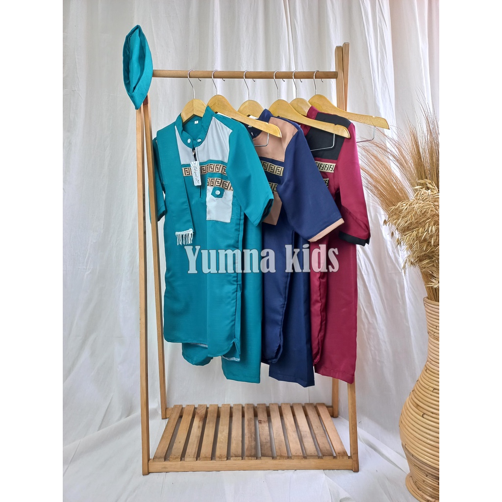Baju koko sultan Anak laki laki setelan baju muslim anak set peci + syal usia 1 sampai 12 tahun