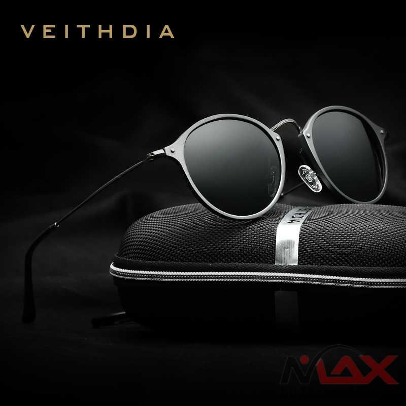 Veithdia Original Kacamata Hitam Pria Wanita UV Polarized Korea fashion Model Cat Eye Bundar VEITHDIA Brand Fashion Unisex Sun Glasses Polarized Coating Mirror Driving Sunglasses Round Male Eyewear For Men/Women 6358