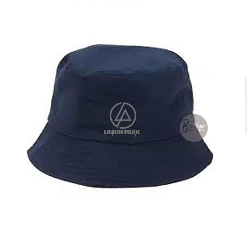 Topi Bucket - Topi Gunung - Topi Pendaki - Logo Linkin Park Text Abu Abu