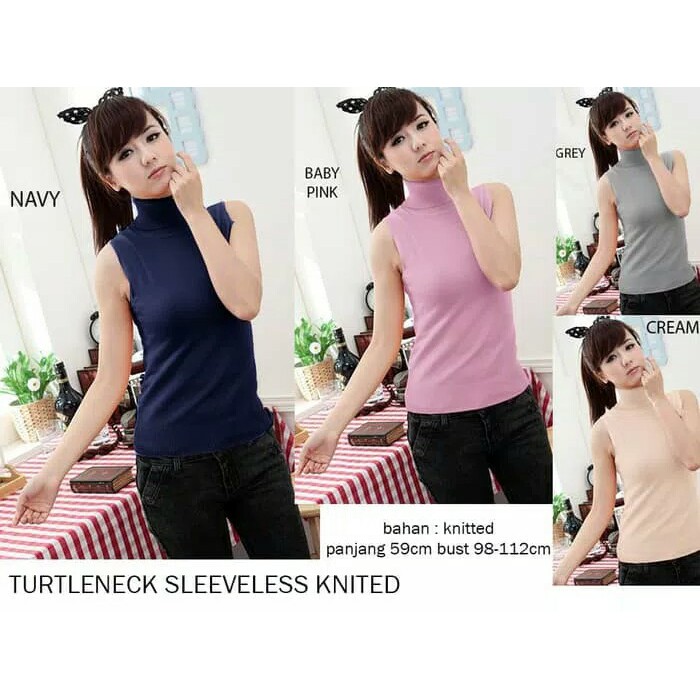 Turtleneck Sleeveless Knitted