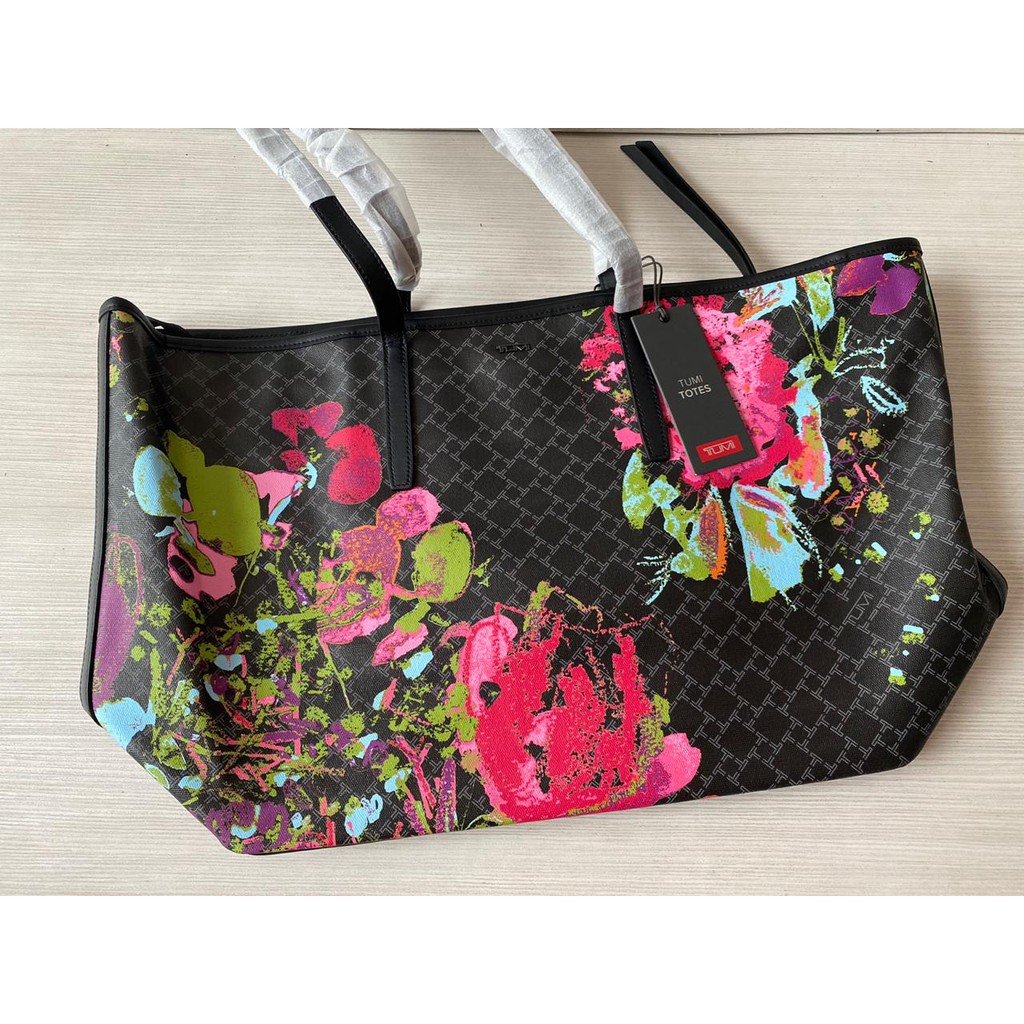 Tumi Everyday Tote Black Floral Cow Leather