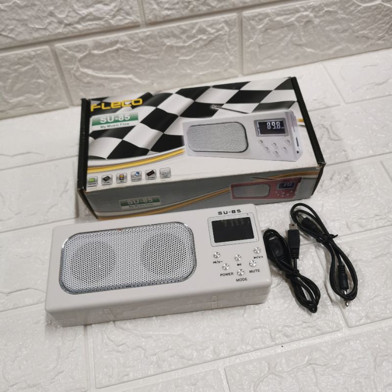 FLECO SU85 VINTAGE RADIO FM JADUL MINI SPEAKER PORTABLE KECIL MP3 PLAYER USB SD MMC CARD U DISK
