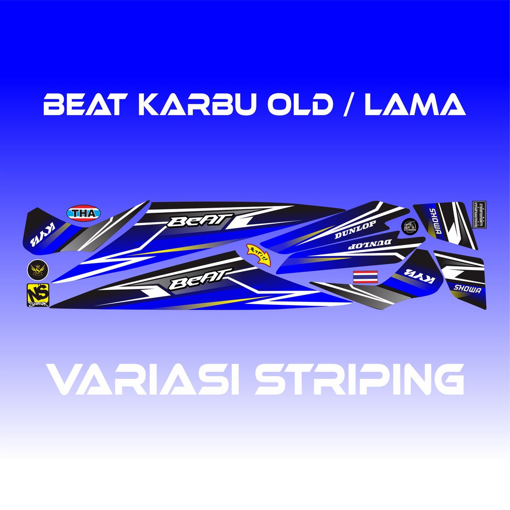 STRIPING VARIASI STICKER STIKER BEAT KARBU LAMA / BEAT OLD RACING BIRU VARIASI STRIPING