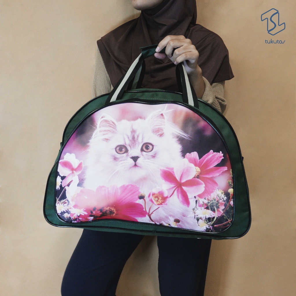 Travel Bag Motif Kucing Ukuran Besar Tas Pakaian - HYBRAND Tp Kucing