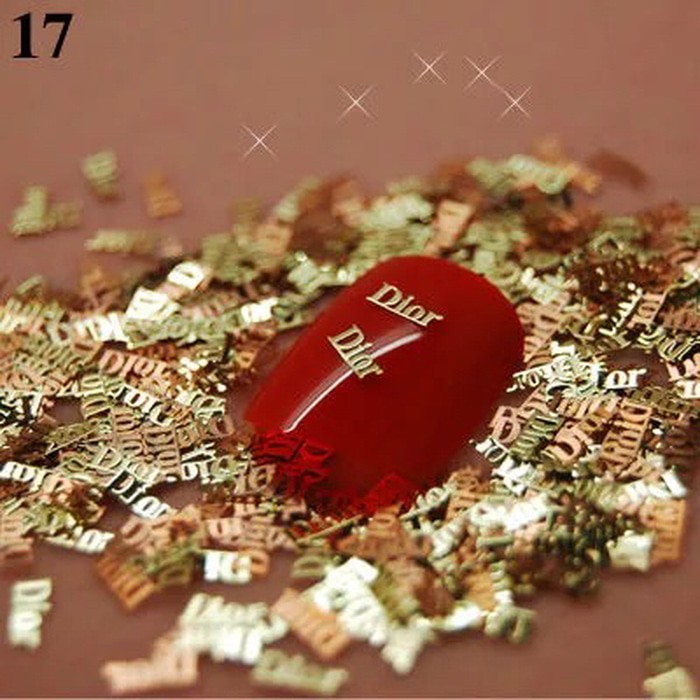 Nail art 3D hiasan kuku 3D merk logo Gold Import metal hiasan slime scrapbooking