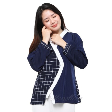 Baju Atasan Blouse Lengan Panjang XXL Jumbo Murah Wanita Kekinian 10614 model kimono