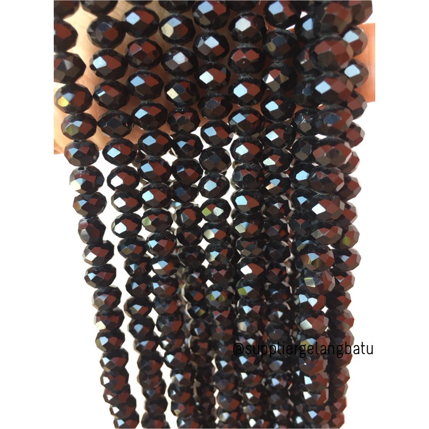 Crystal Ceko Doff 8mm HITAM aksesoris beads manik grosir gelang kalung perlengkapan merangkai hias