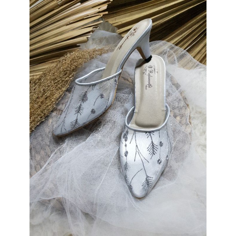 sepatu wanita silver abu sepatu sexy wanita 5cm lancip