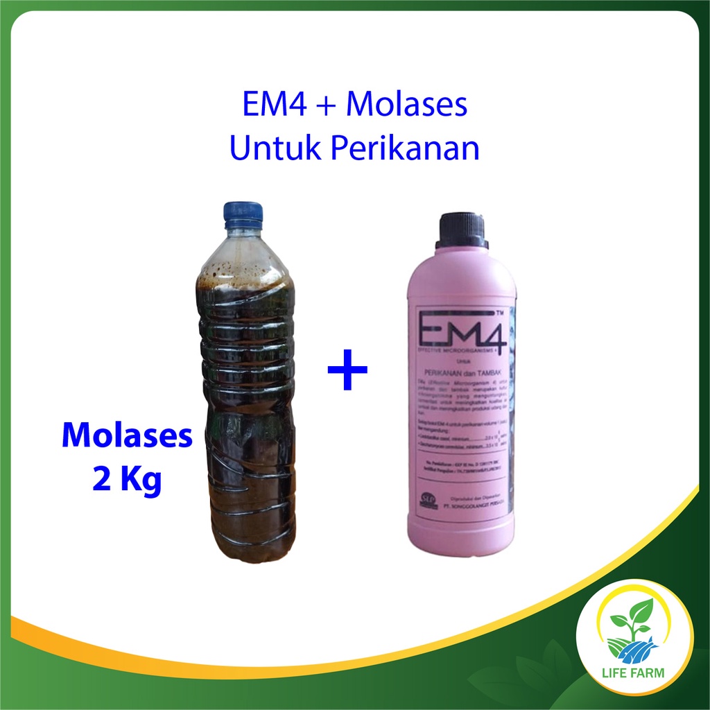 Paket 1 Botol EM4 Perikanan 1 liter Dan 1 Botol Molase 2 Kg