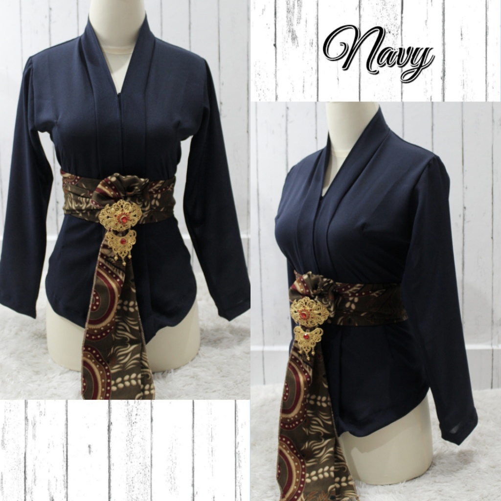 Kebaya Bali / Kebaya Kartini Polos / Kebaya Moscrepe (Warna Gelap)