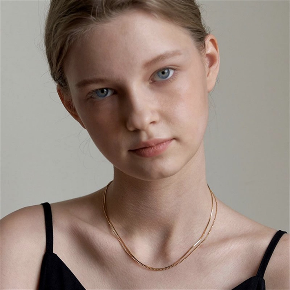【COD Tangding】Simple Personality Smooth Snake Chain Necklace Trendy Net Celebrity INS Fine Neck Chain Fashion Niche Clavicle Chain